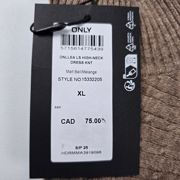 NWT ONLY Tan High Neck Belted Cable Knit Sweater Dress Malt Ball Soft Warm XL - Picture 9 of 14